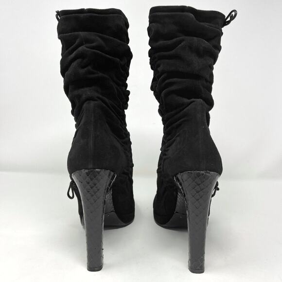Gucci Tom Ford Era Black Suede Python Heel Runway Boots – Size 9B - Picture 4 of 9